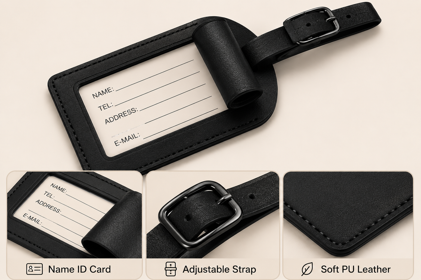 TrailMark Leather-Look Luggage Tag
